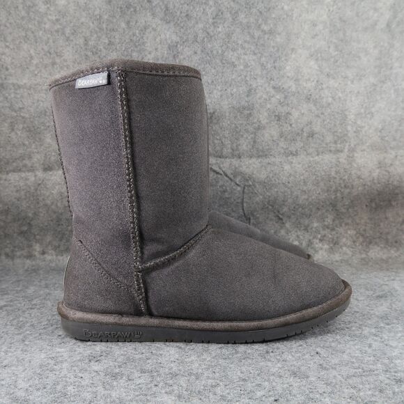 Bearpaw Shoes Womens 10 Boot Winter Warm Suede Wool Pull On Casual Adelaide Grey - Picture 2 of 13